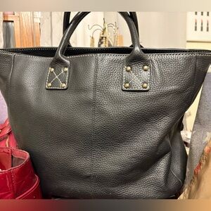Gap Black Leather Tote Bag with Horse print interior